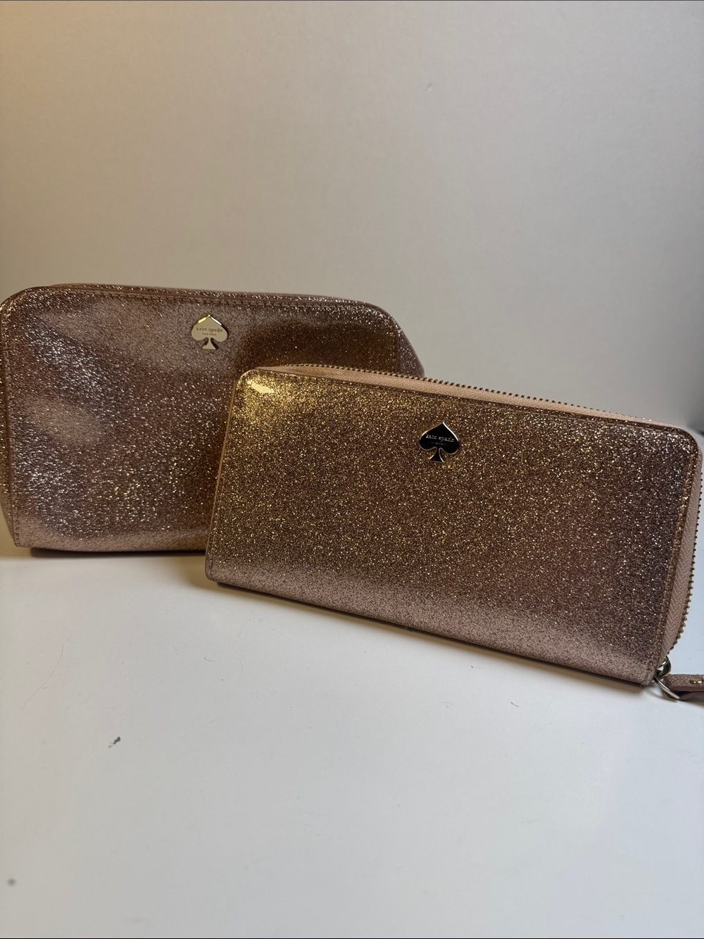 Kate Spade Mavis Street Neda Zip Around Glitter Wallet and cosmetics travel bag